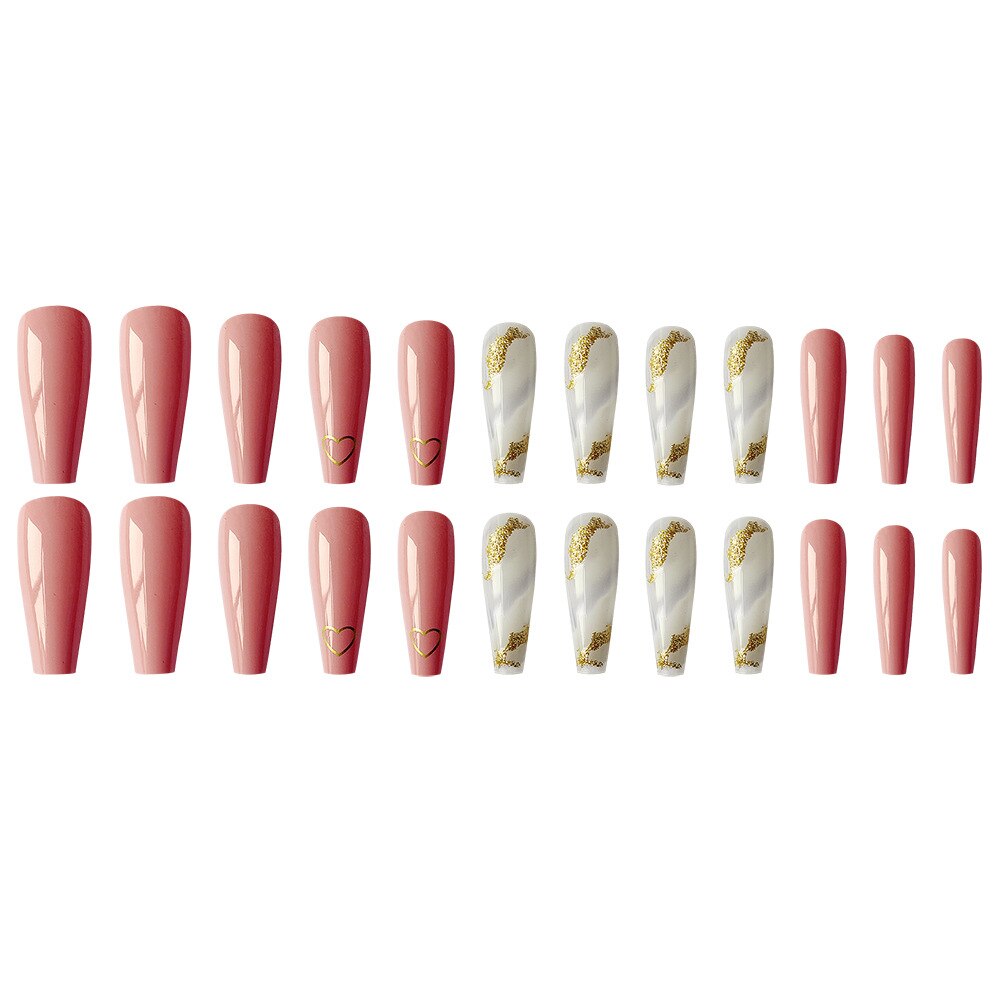 24pcs removeable gradient pink ballerina press on nails full cover artificial fake nail tips natural false nails tips with glue