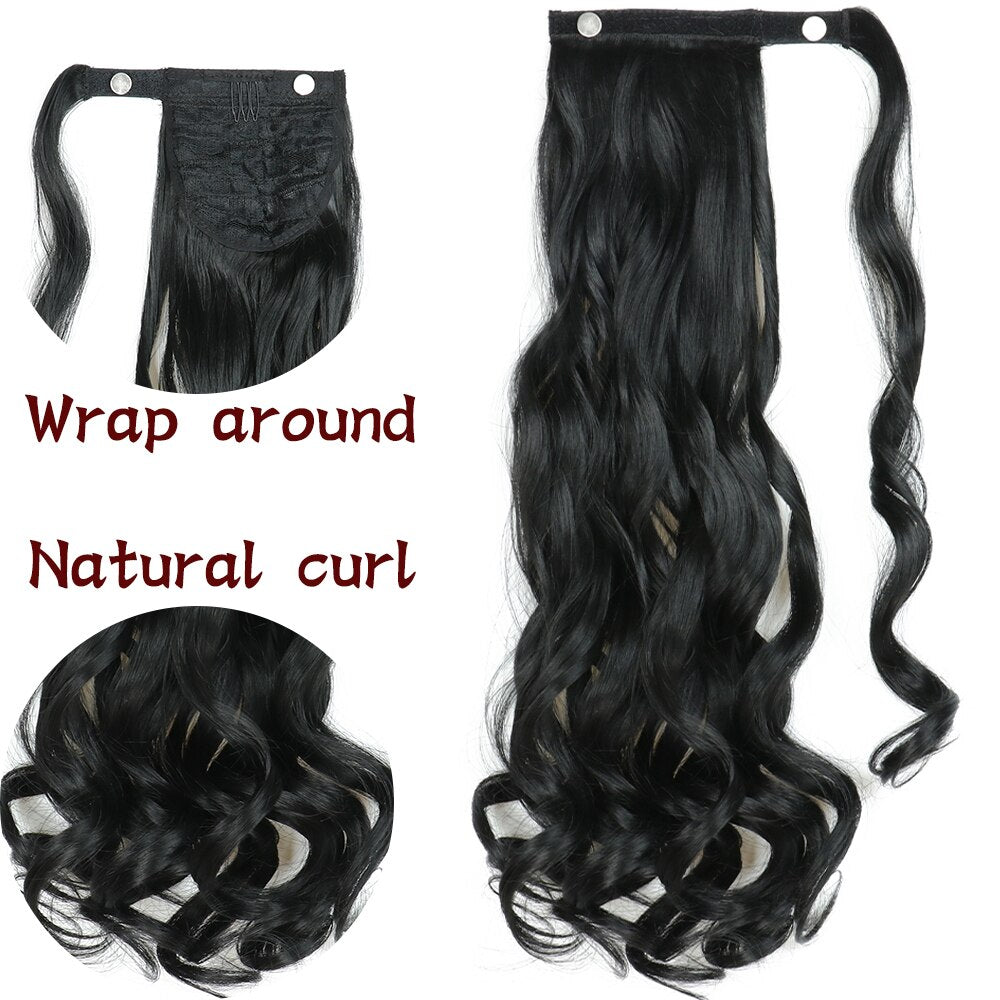 Wrap Around Clip On Ponytail Hair Extension Synthetic Ponytail Extension Hair For Women Pony Tail Hairpiece Natural Wave Style