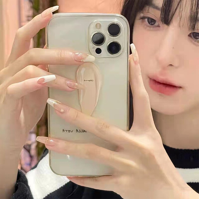 Press on False with Designs Set Cartoon Animal Decal Fake Nails Art Heart Point Full Cover Artificial Short artificial Nail Tips