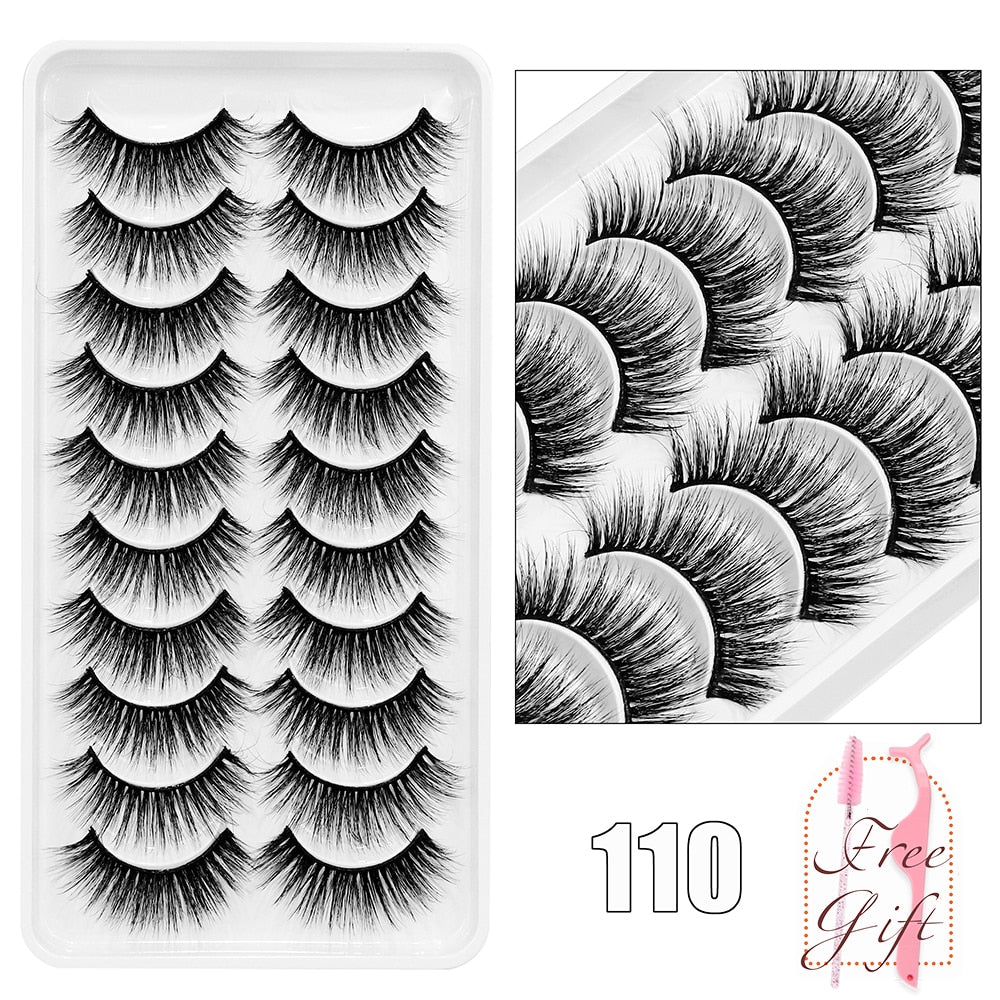 5/10/14Pairs Natural False Eyelashes Dramatic 3D Mink Lashes HandMade Fake Eyelash Extension Reusable Makeup Tool