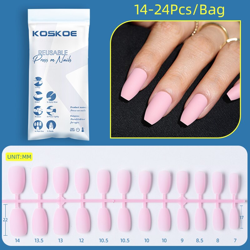 Matte False Nail Tips Solid Color Matte Super Long Coffin False Nail Ballet Press on Nails Tips