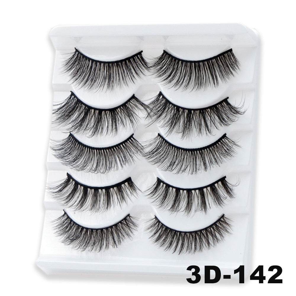 5/10/14Pairs Natural False Eyelashes Dramatic 3D Mink Lashes HandMade Fake Eyelash Extension Reusable Makeup Tool