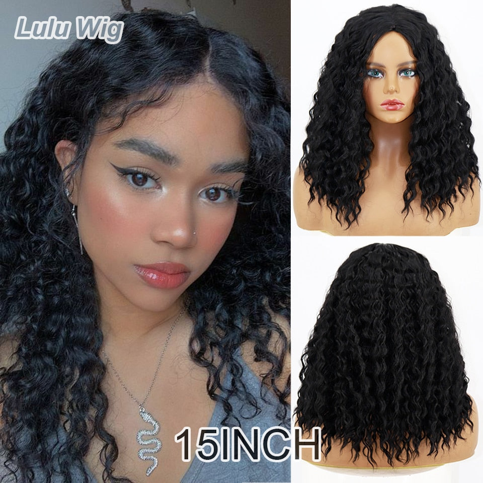 Long Middle Part Synthetic Afro Kinky Curly Wigs for Black Women Cosplay Party High Temperature Synthetic wig