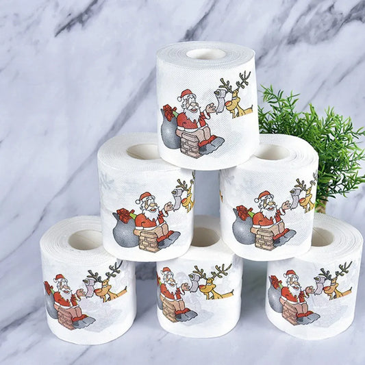 Christmas Pattern Series Roll Paper Christmas Decorations Prints Cute Toilet Paper Christmas Decorations For Home