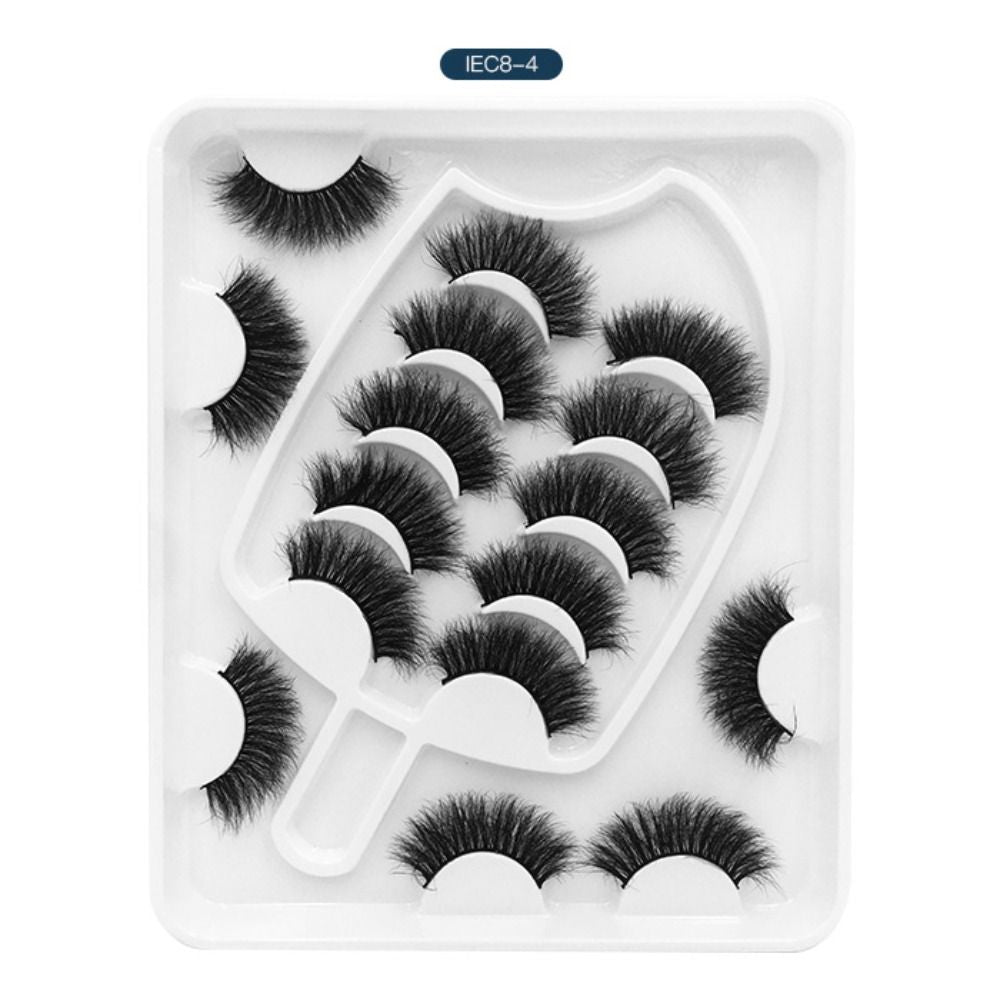 8 Pairs 3D Mink False Eyelashes Mixed Style 100% Mink Hair Wispies Criss-cross Fluffy Eyelashes Volume Handmade Cruelty-free