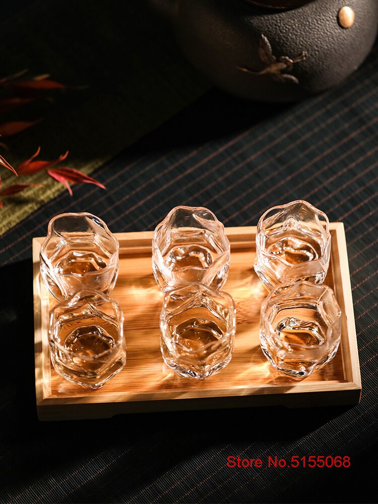 Japanese Irregular Art Whisky Glasses 70ml Shot Glass Frosted Color Crystal Dassai Sake Cups Rhum Beer Liquor Small Wine Tumbler