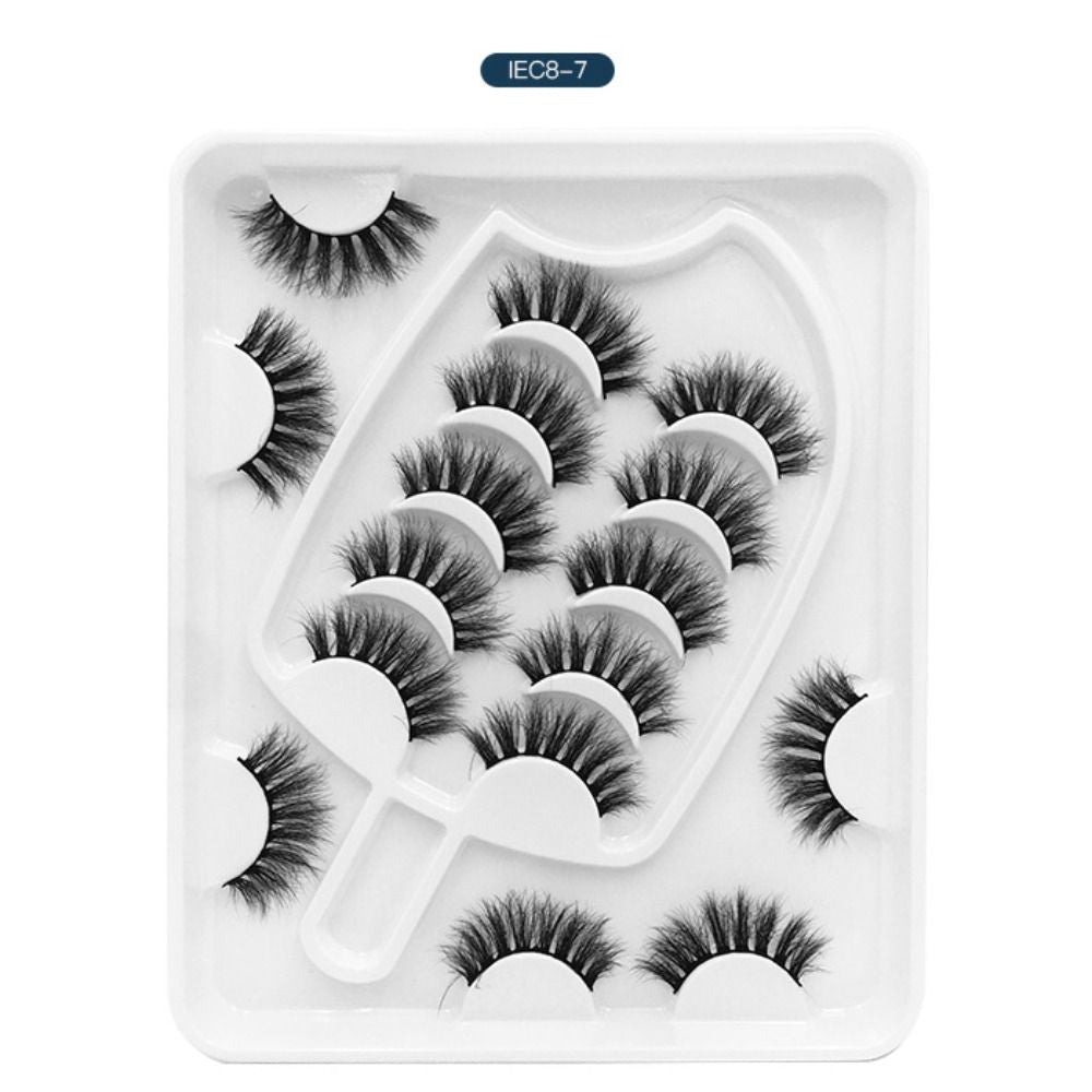 8 Pairs 3D Mink False Eyelashes Mixed Style 100% Mink Hair Wispies Criss-cross Fluffy Eyelashes Volume Handmade Cruelty-free