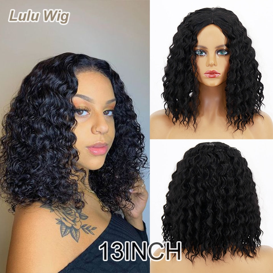 Long Middle Part Synthetic Afro Kinky Curly Wigs for Black Women Cosplay Party High Temperature Synthetic wig