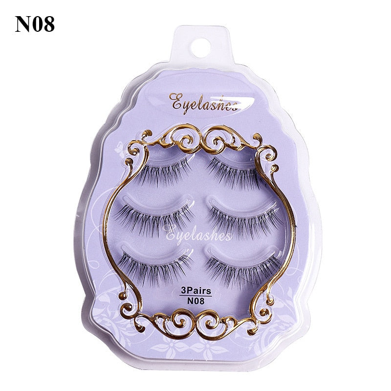 3pairs Mink Eyelashes Invisible Band Lash Extension Natural False Eyelashes Cross Cluster Fairy 3D Faux