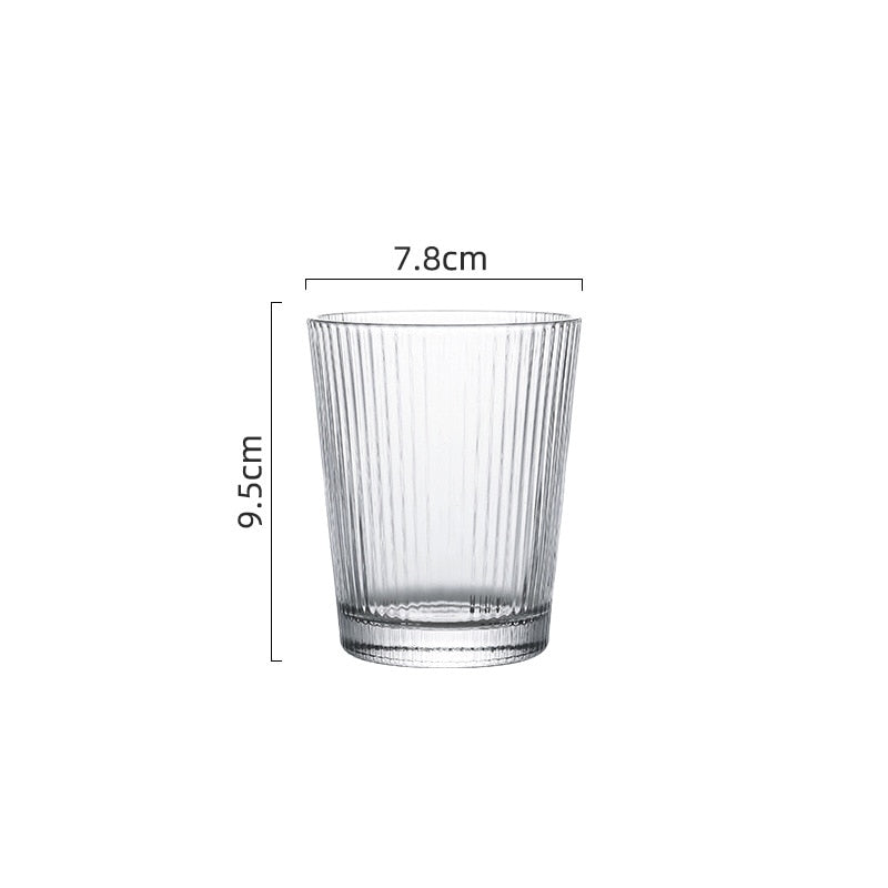 375Ml Stripe Glass Cup with Lid Straw Japanese Style Drinking Chic Mugs Milk Coffee Drinkware Tea Gifts whiskey Glasses