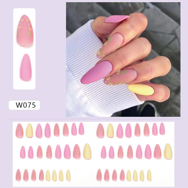 Long Stiletto False Nails Gradient light Green Wearable French Fake Nails Press On Nails Striped Diamond Design Manicure Tips