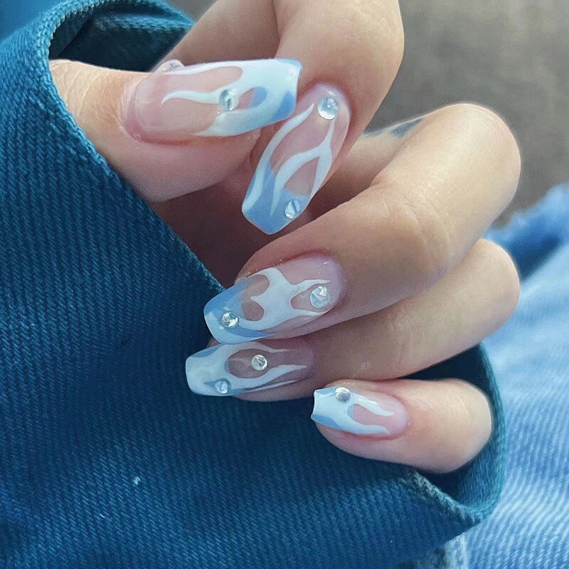 24pcs Wearable Pink Press On Fake Nails Tips With Glue false nails design Butterfly Lovely Girl false nails With Wearing Tools