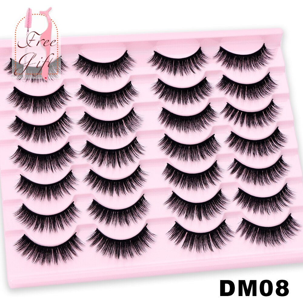 5/10/14Pairs Natural False Eyelashes Dramatic 3D Mink Lashes HandMade Fake Eyelash Extension Reusable Makeup Tool