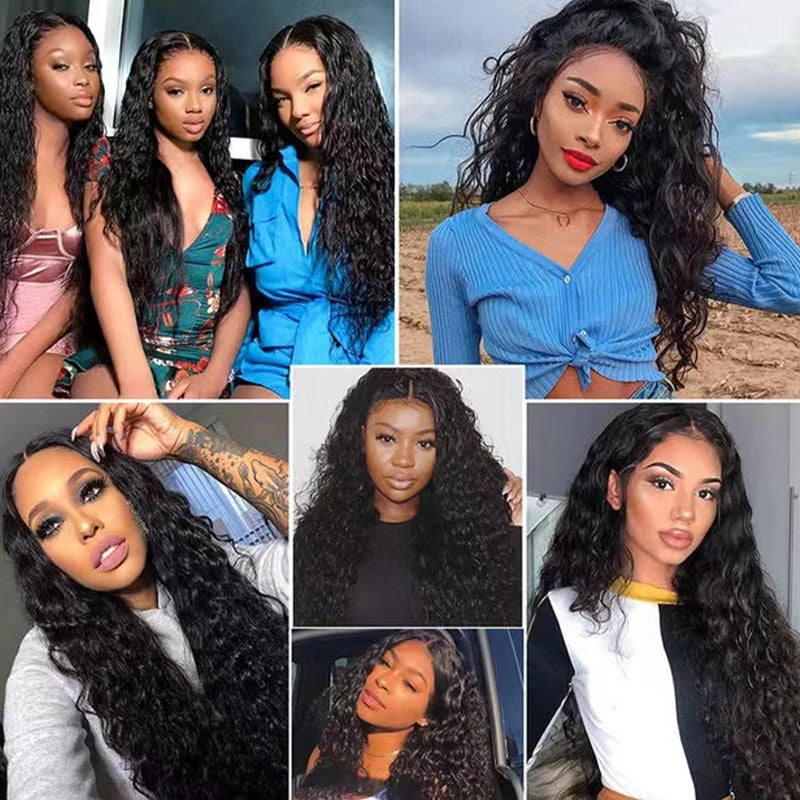 Deep Wave Lace Front Wig Kinky Curly Synthetic Wigs 13x4X1 Cosplay Party High Temperature Synthetic Wig For Woman