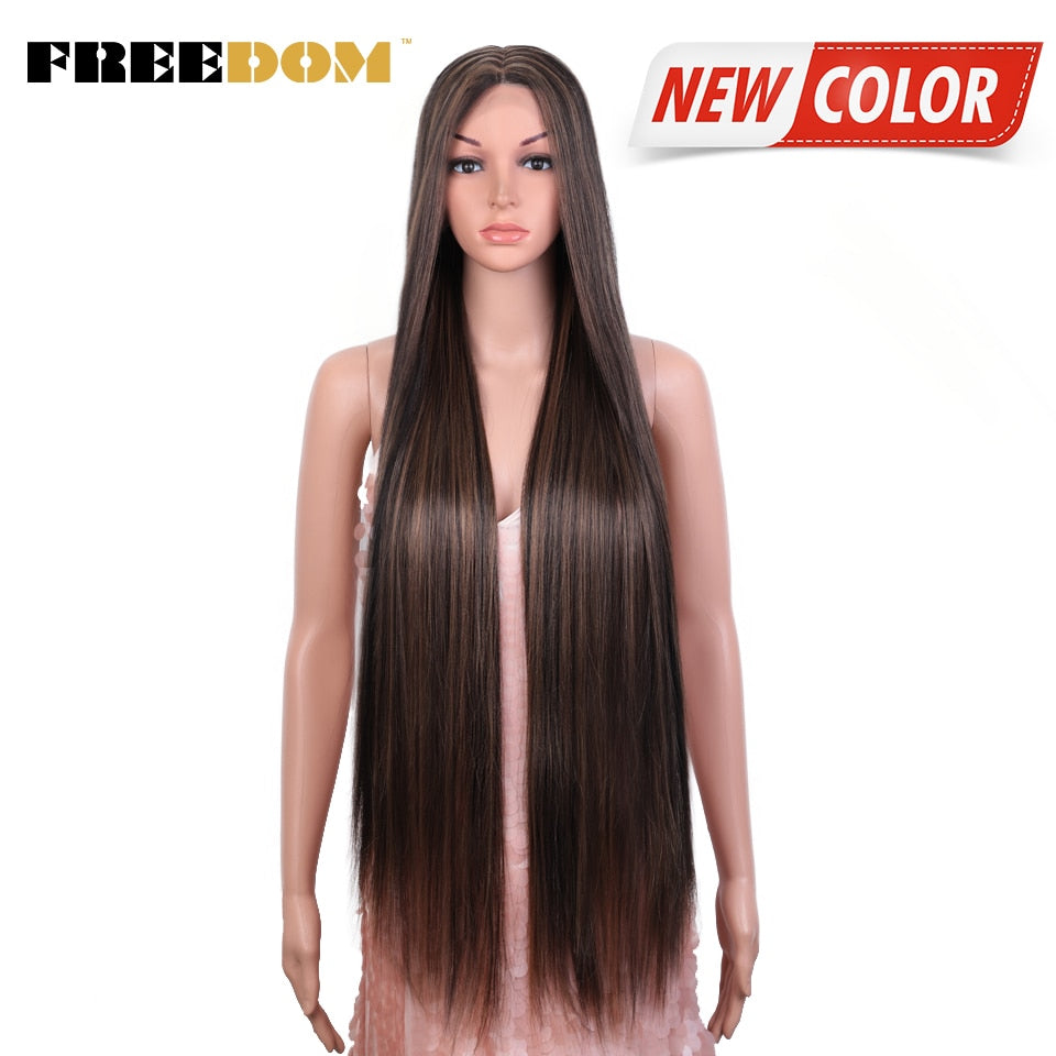 Synthetic Lace Wig 38 Inch Deep Part Long Straight Wig Ombre Pink Cosplay Wigs Synthetic Lace Front Wigs For Black Women