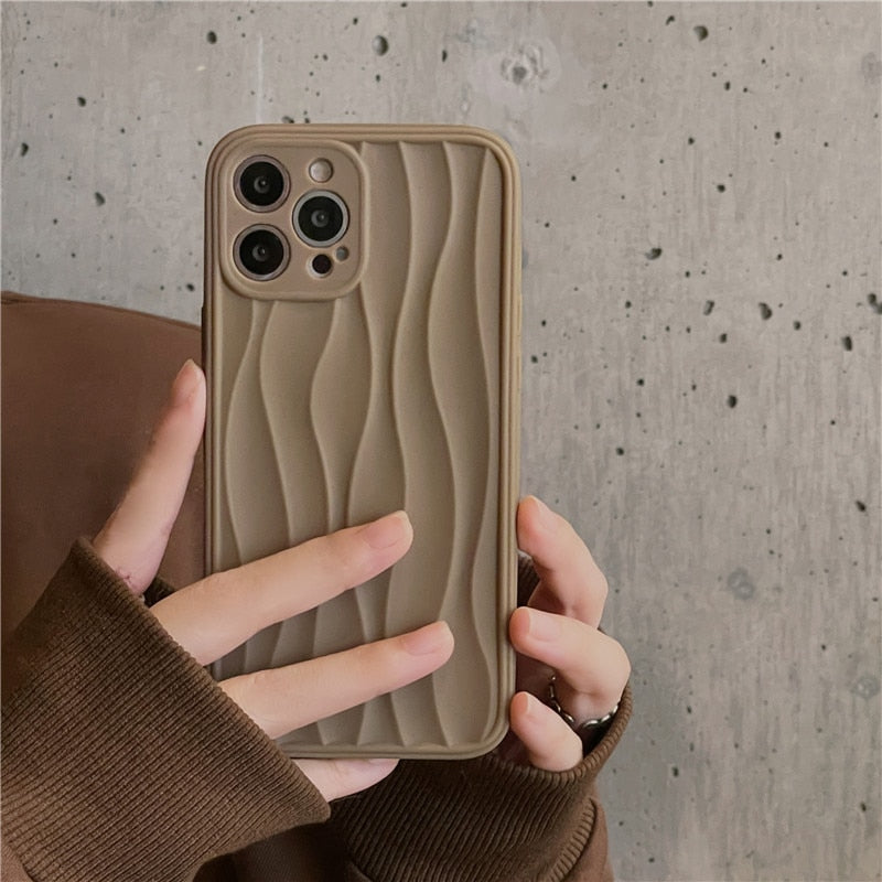 Retro Chocolate milk Coffee Water Ripple wave line art Phone case For iPhone 14 13 11 12 Pro Max 14 Plus case Cute simple Cover