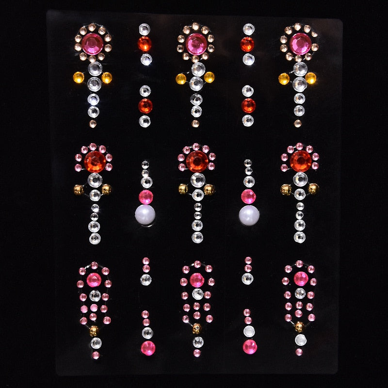 1 Pcs Disposable Tattoo Stickers Face Jewelry Color Crystal Diamond DIY Eyes Face Body Waterproof Makeup Decorations Rhinestones