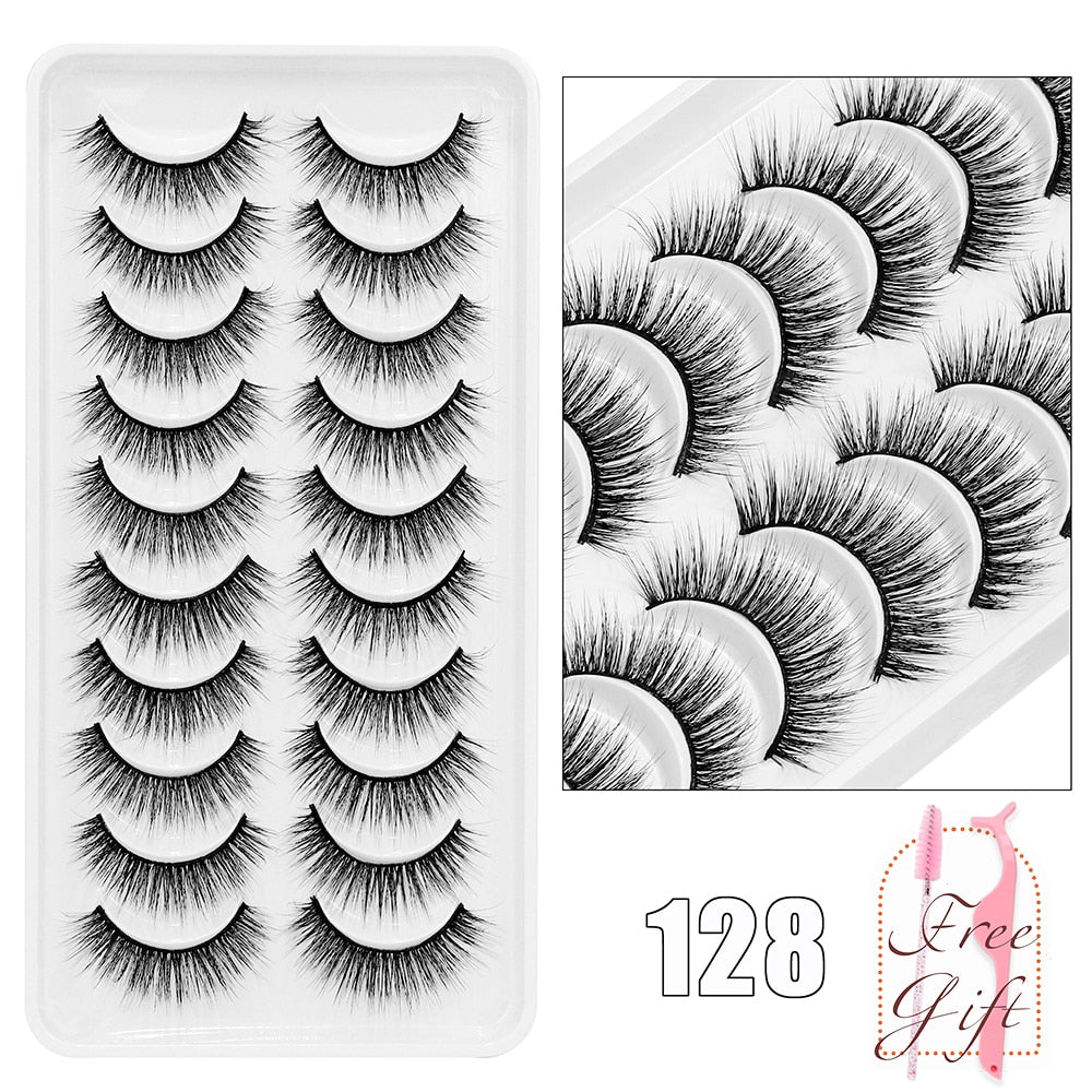 5/10/14Pairs Natural False Eyelashes Dramatic 3D Mink Lashes HandMade Fake Eyelash Extension Reusable Makeup Tool