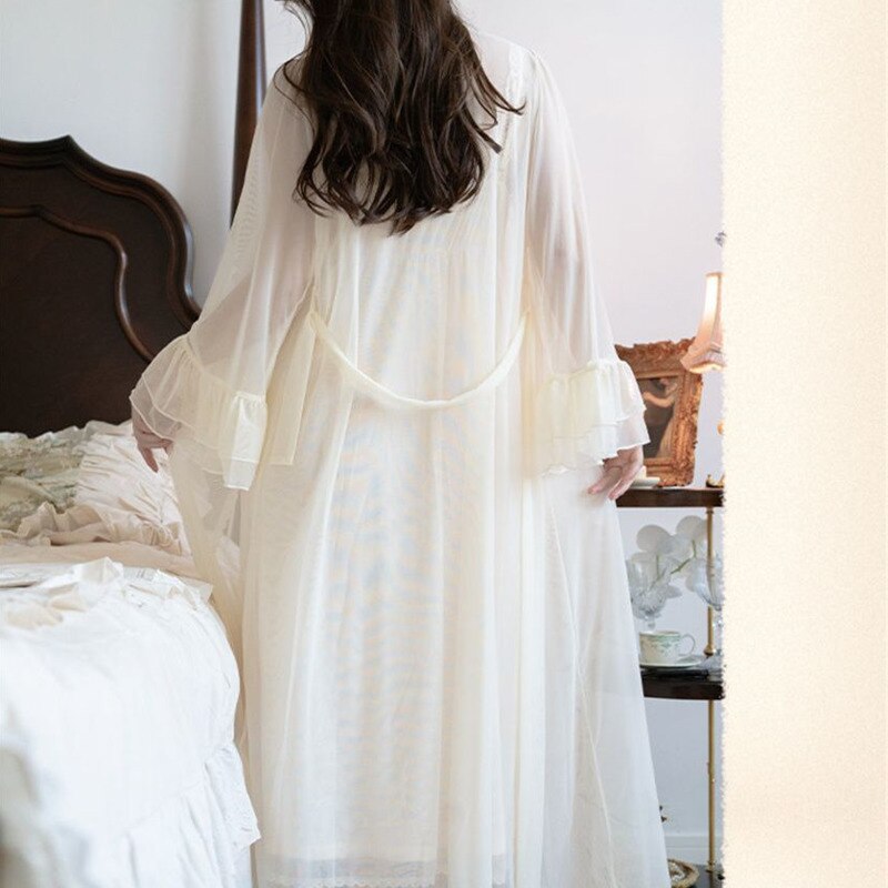 Sexy Womens Nightdress Lace Princess Nightgowns Slip Vintage Lady Sleepshirt for Women Spring Nightdress Autumn Pajama Sleepwear