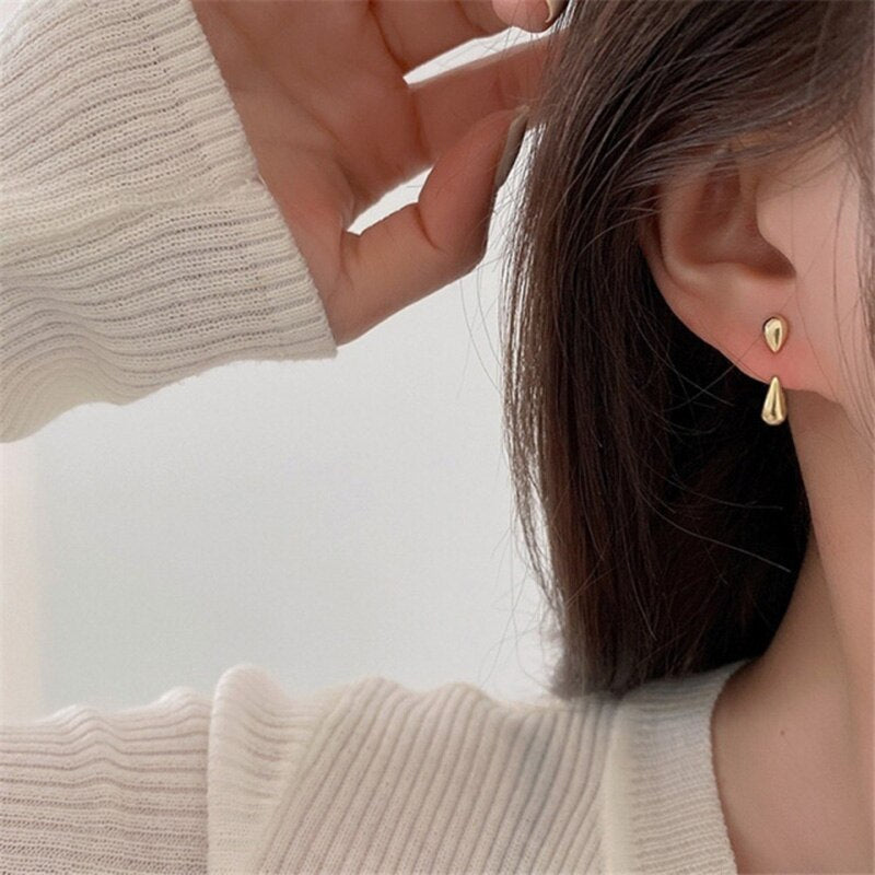 Small Cute Double Layer Pearl Stud Earrings for Women Cartilage Piercing Jewelry Ear Cuff