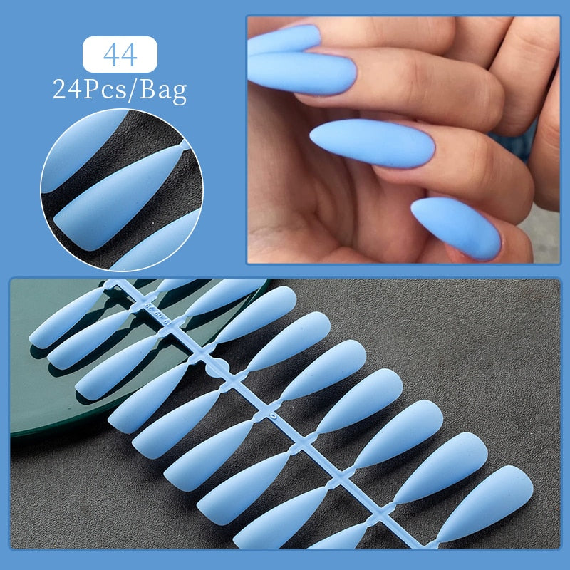 Matte False Nail Tips Solid Color Matte Super Long Coffin False Nail Ballet Press on Nails Tips