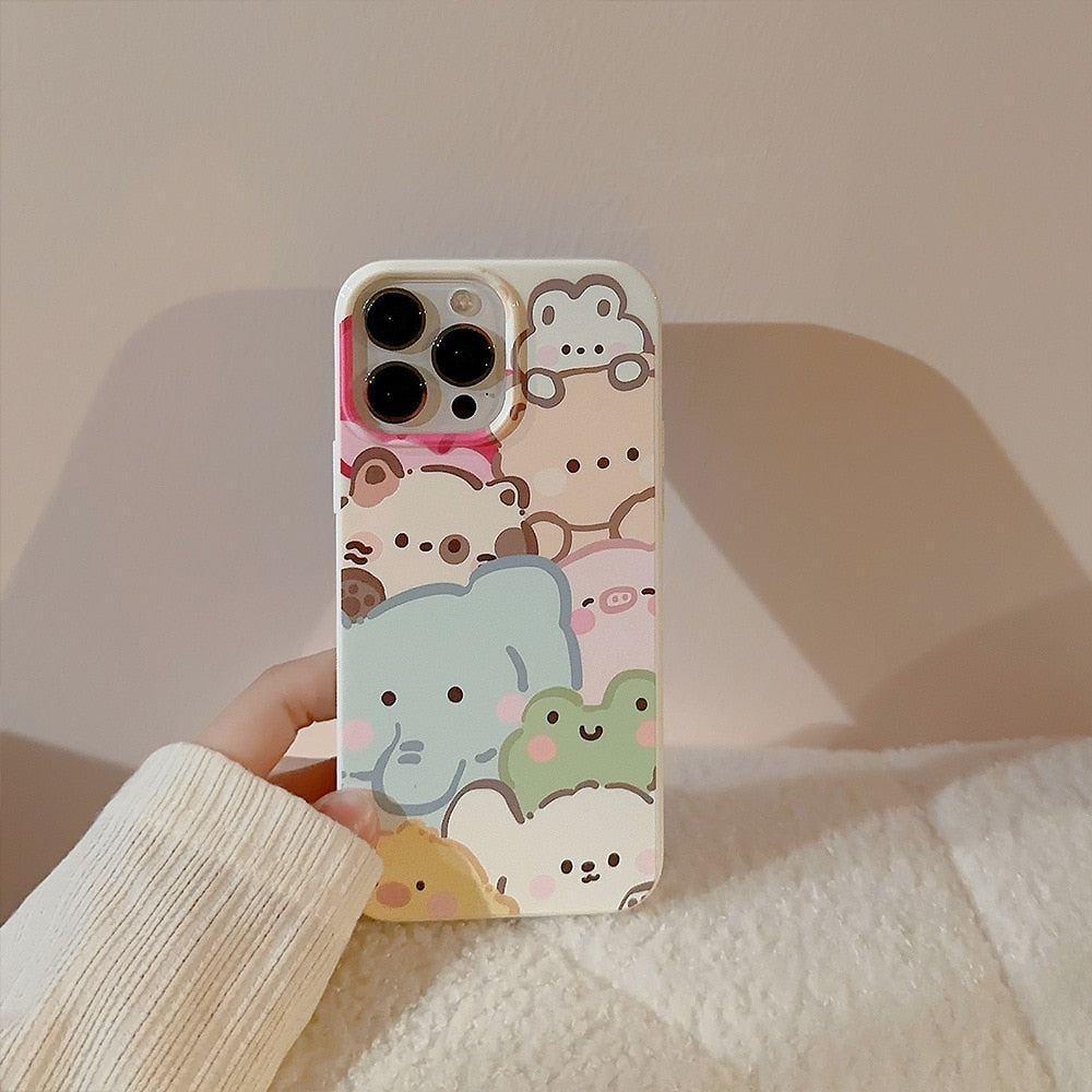 Cute watercolor Elephant puppy cat animal party Phone Case For iPhone 14 13 12 11 Pro Max Xr Xs 7 8 14 Plus Case Cute Soft Cover