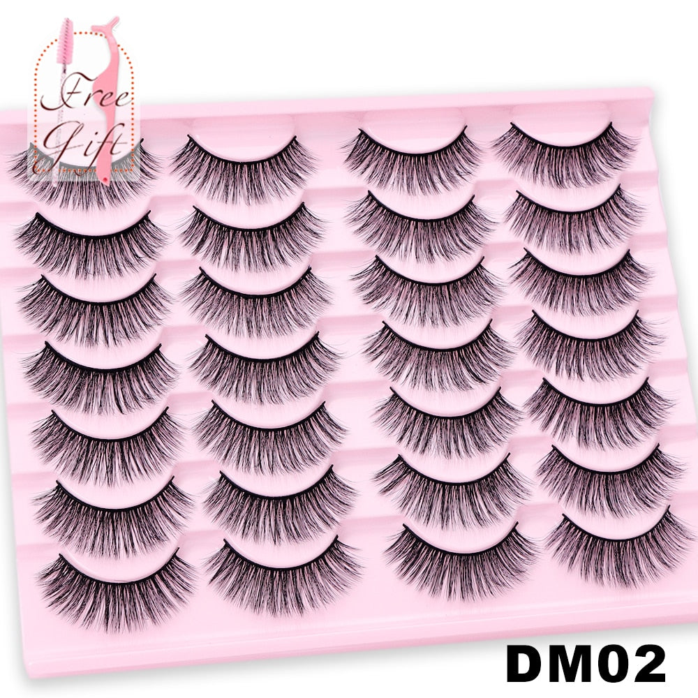 5/10/14Pairs Natural False Eyelashes Dramatic 3D Mink Lashes HandMade Fake Eyelash Extension Reusable Makeup Tool