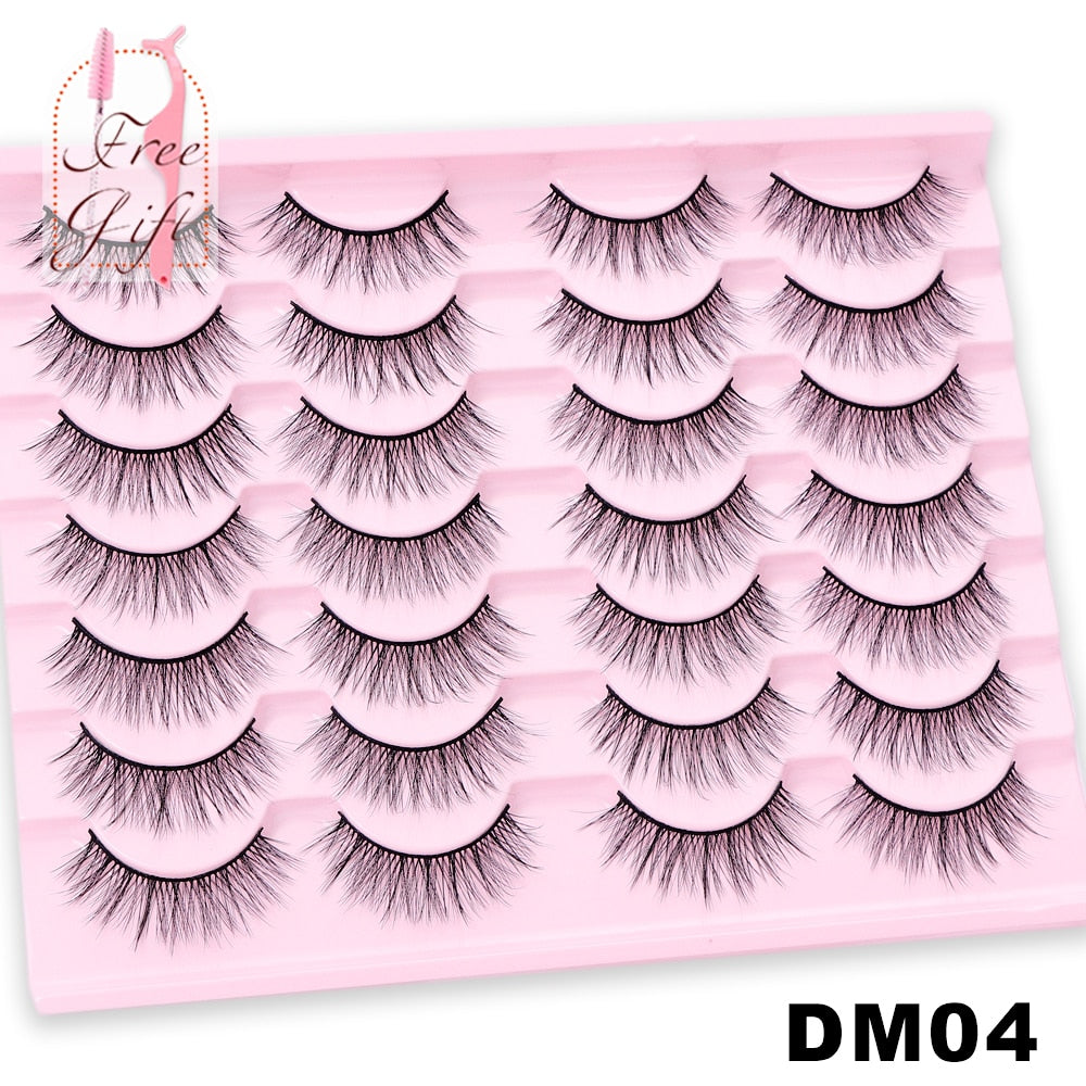 5/10/14Pairs Natural False Eyelashes Dramatic 3D Mink Lashes HandMade Fake Eyelash Extension Reusable Makeup Tool