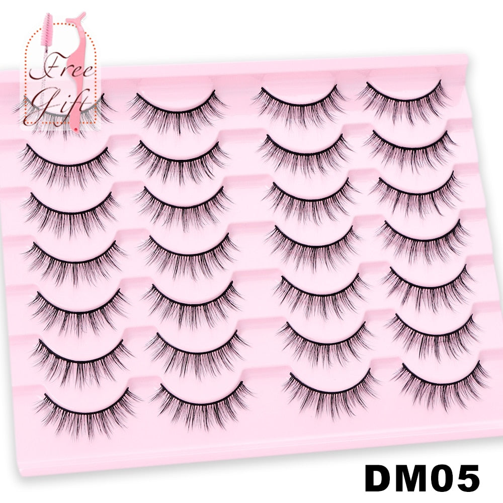 5/10/14Pairs Natural False Eyelashes Dramatic 3D Mink Lashes HandMade Fake Eyelash Extension Reusable Makeup Tool