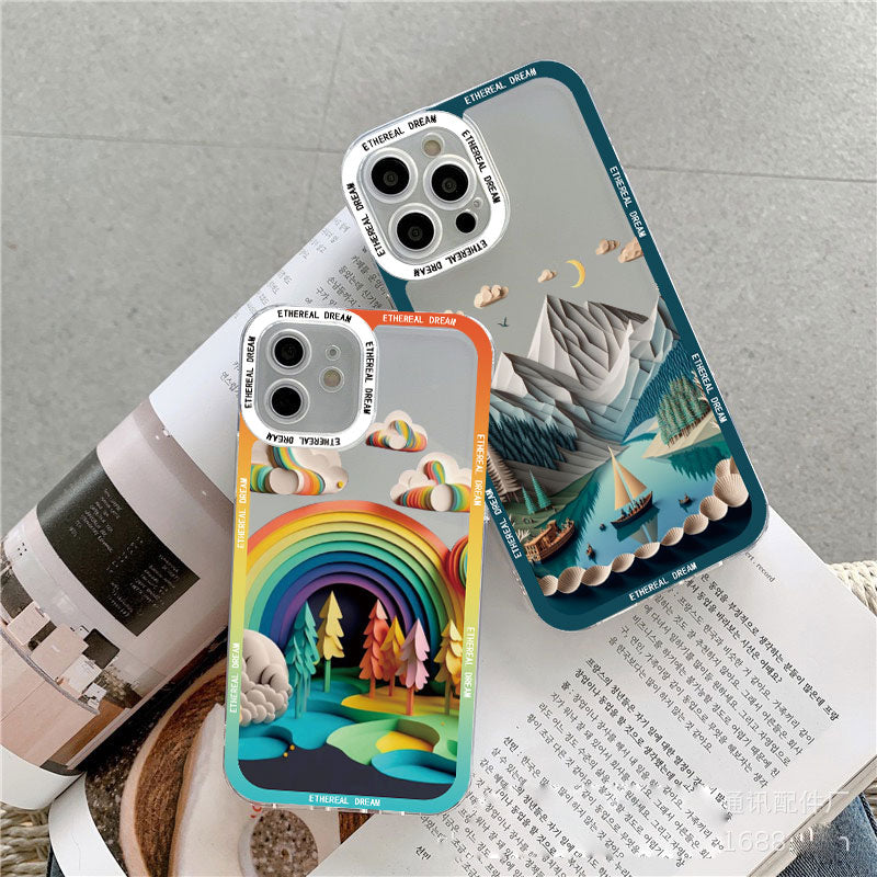 Landscape Clear phone case For iPhone 14 11 12 13 Pro Max Creative Mountain And River For iPhone 7 8 Plus SE 2020 XS X XR Covers