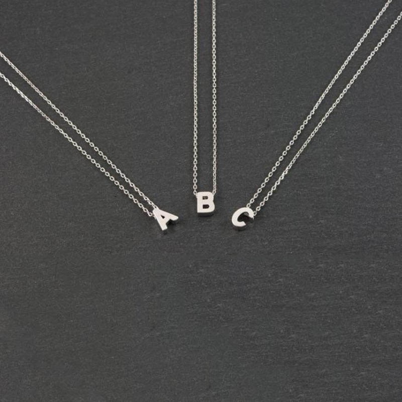 Necklaces for Women Chain Initial Charms Necklace Pendant Metal Letters for Jewelry Cut Letters Single Name Necklaces