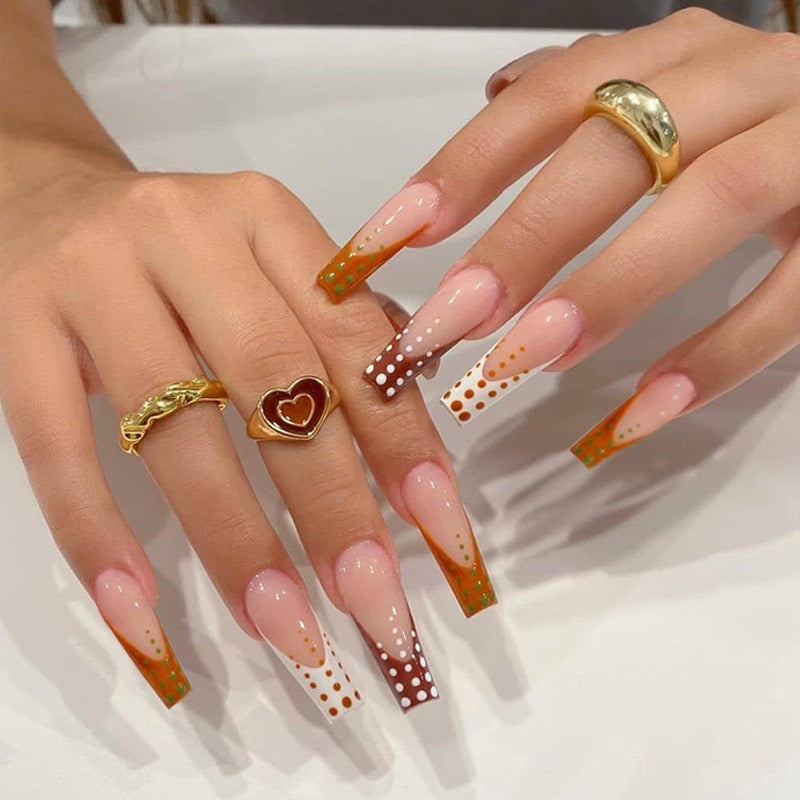 Fake Nails Heart Pattern Full Cover Fake Nails DIY Glue Press On Nails