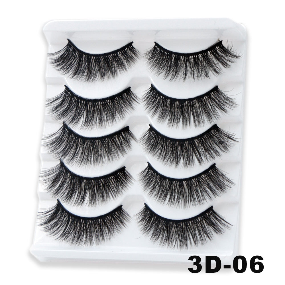 5/10/14Pairs Natural False Eyelashes Dramatic 3D Mink Lashes HandMade Fake Eyelash Extension Reusable Makeup Tool