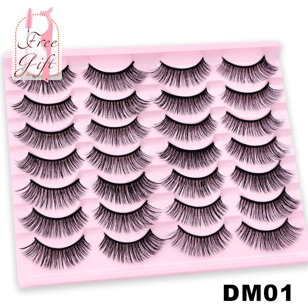 5/10/14Pairs Natural False Eyelashes Dramatic 3D Mink Lashes HandMade Fake Eyelash Extension Reusable Makeup Tool