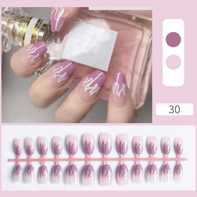 Matte False Nail Tips Solid Color Matte Super Long Coffin False Nail Ballet Press on Nails Tips