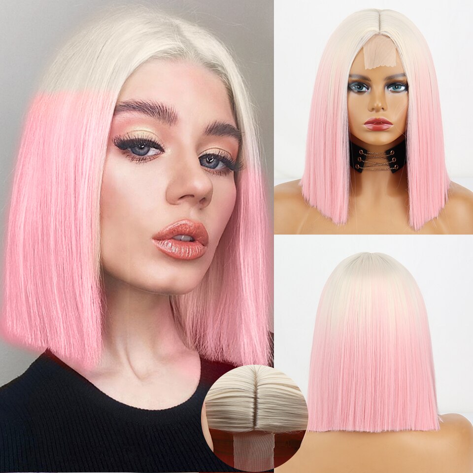 Long Straight White Natural Wigs Middle Part Heat Resistant Synthetic Wigs Suitable for African Women Daily Cosplay Halloween Wig