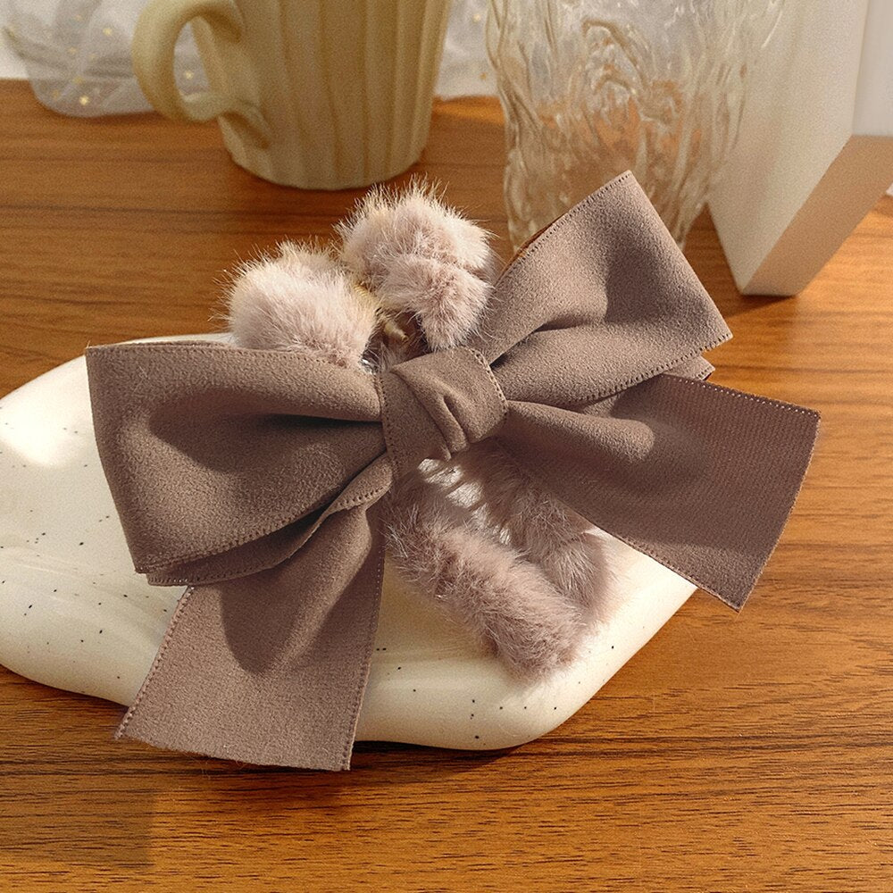 Cute Plush Heart Cartoon Bow Hair Claws For Women Girls Shark Hair Clips Hair Accesseries