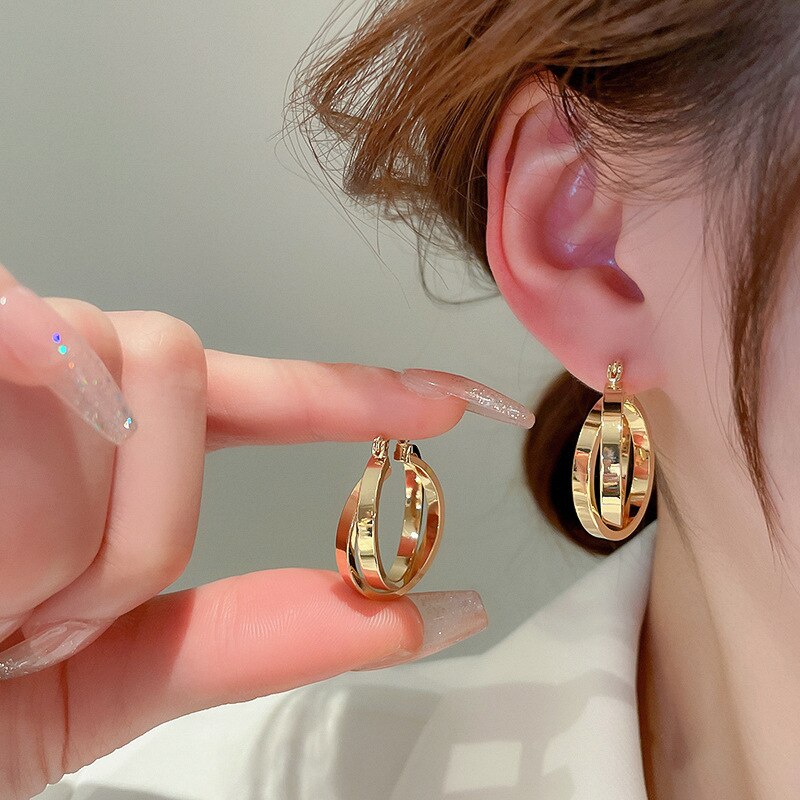 Gold Color Geometric Stud Earrings for Women Korean Fashion Women Earings Party Classic Jewelry