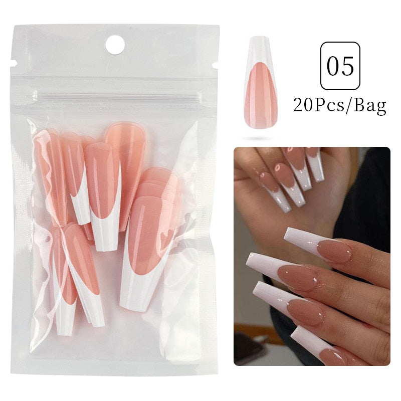 Matte False Nail Tips Solid Color Matte Super Long Coffin False Nail Ballet Press on Nails Tips