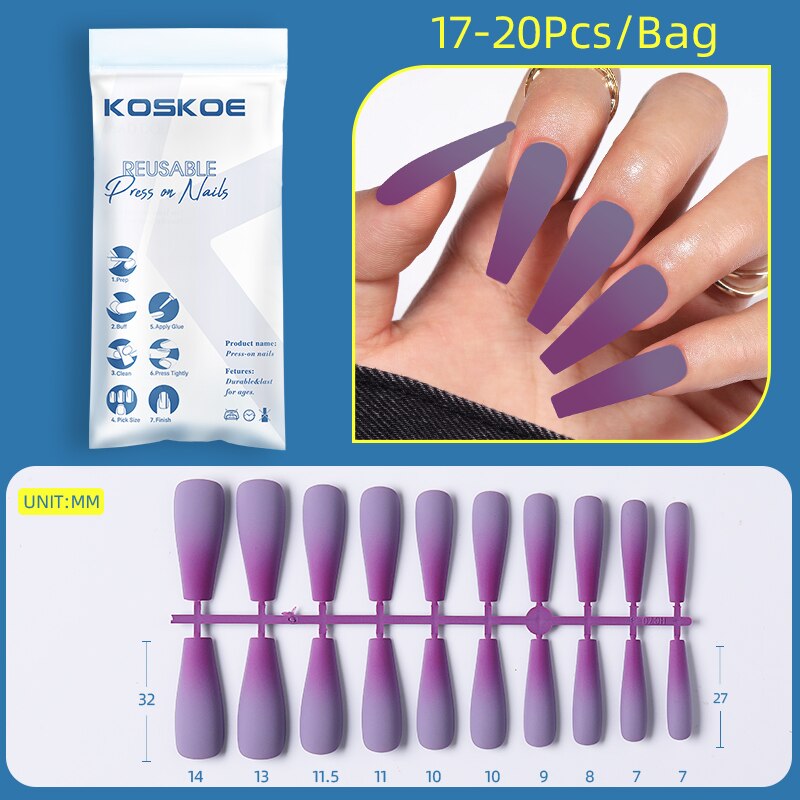 Matte False Nail Tips Solid Color Matte Super Long Coffin False Nail Ballet Press on Nails Tips