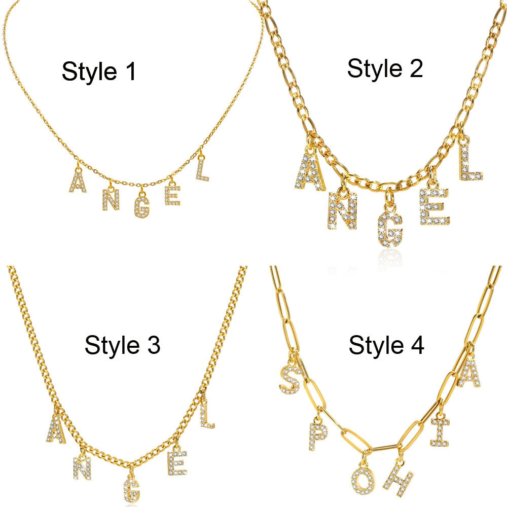 Personalized Letter Name Necklace Stainless Steel Women Alpahbet Pendant ,Initial Collar Statement Charms Gift