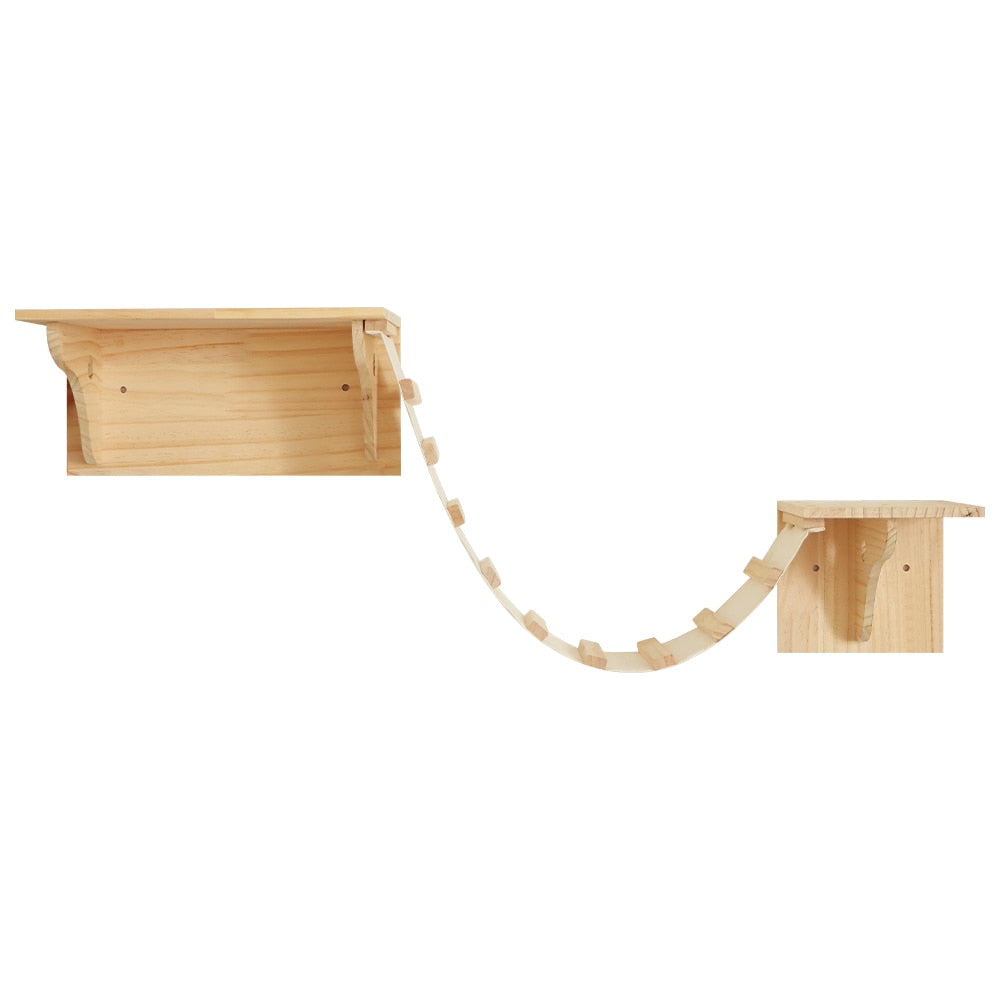 Cat Climbing Wood Frame Wall Mounted Solid Wood Cat Tree Jumping Platform Wall DIY Pet Furniture Kitten Springboard Scratching