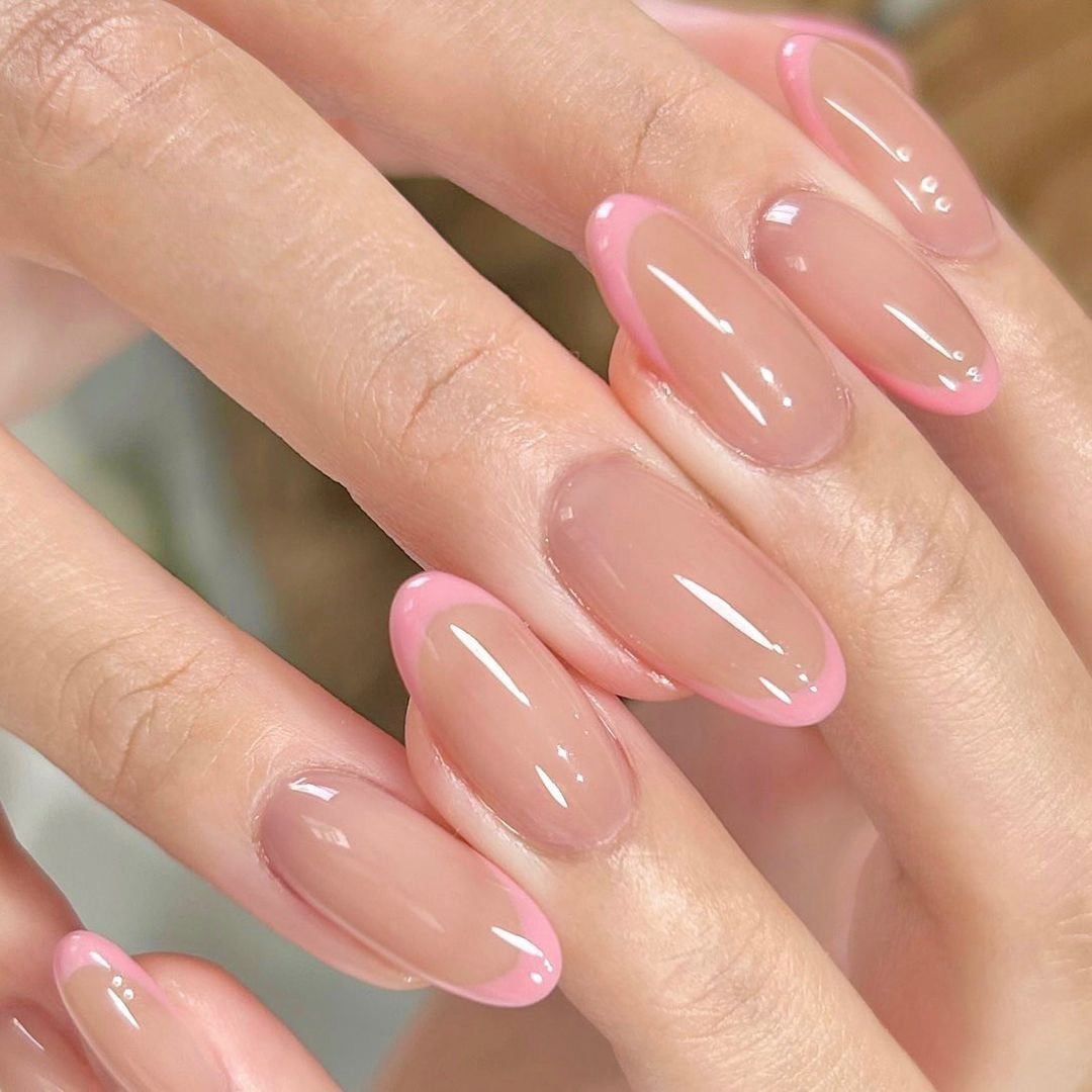 24pcs/Box Long Stiletto False Nails with Glue Red Nude Pink White MilkTea Color Jelly Nails Tips Full Cover Press On Nails