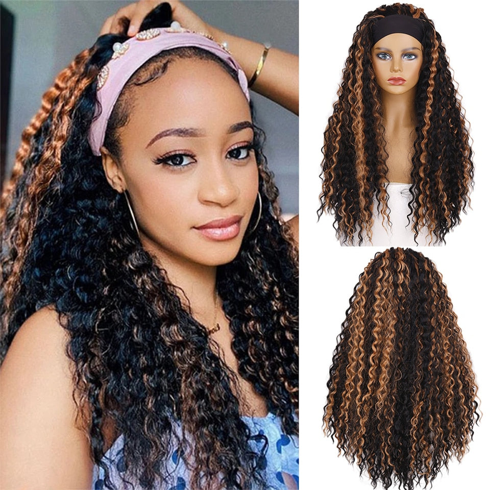 Long Middle Part Synthetic Afro Kinky Curly Wigs for Black Women Cosplay Party High Temperature Synthetic wig