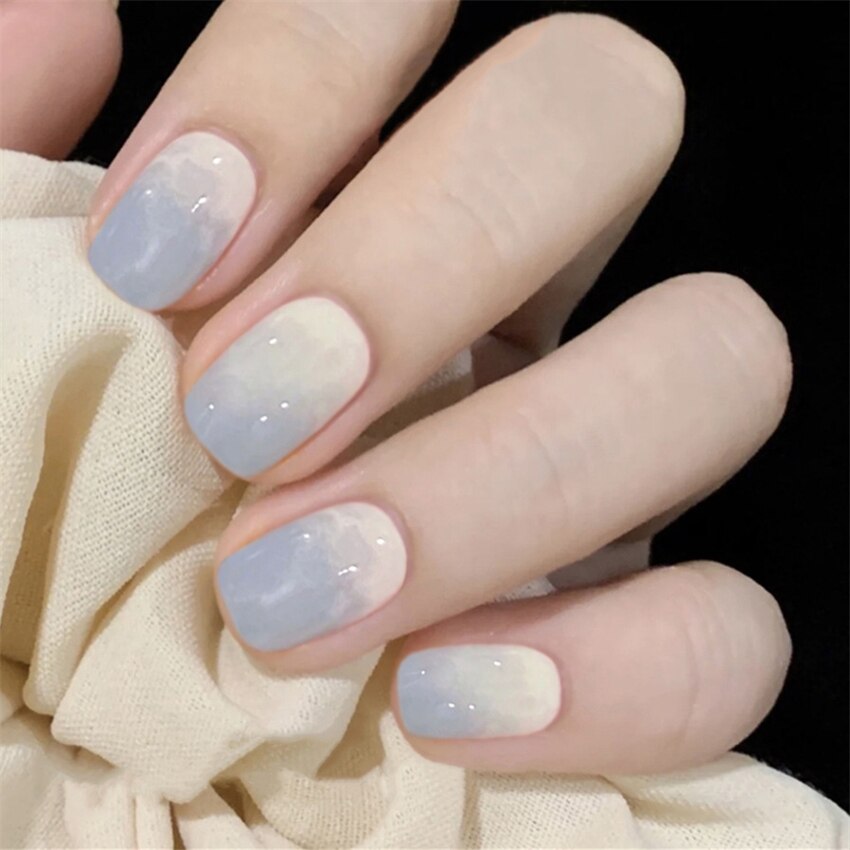 24PCS Khaki Nude Press On False Nails Tips Long Ballerina Pure Color Acrylic Fake Nails Coffin Full Cover Nail With Glue Designs