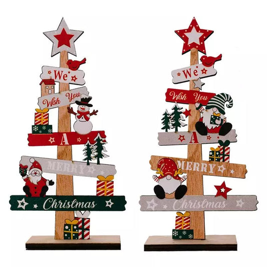 Desktop Christmas Tree Santa Claus DIY Decoration Wooden Christmas Signs Plaque Xmas Decoration New Years Party Gifts