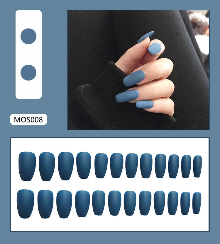 24pcs ballet Matte Solid Color False Nails Removable Artificial Nails with Natural Fit full cover white nail tips nails press on