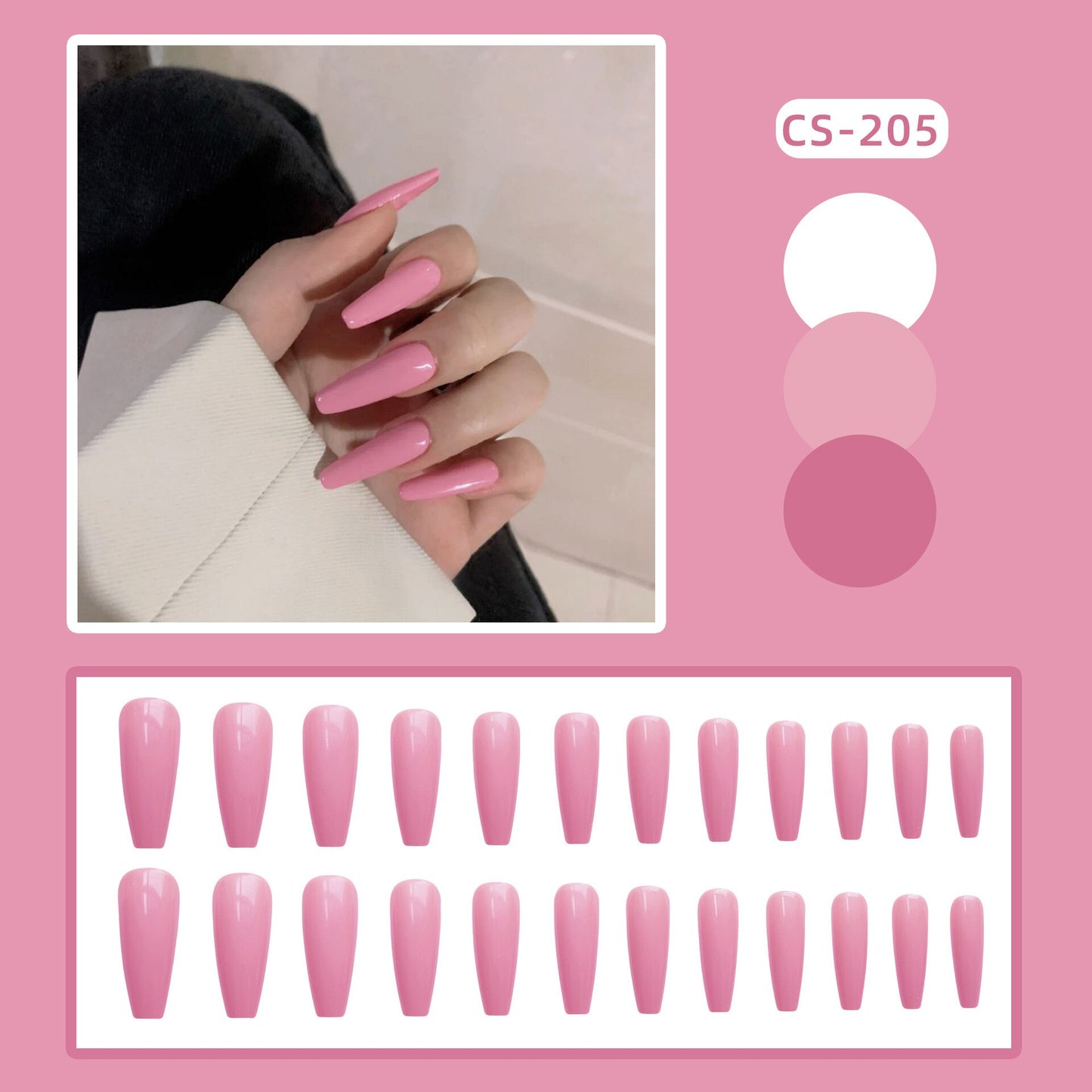 24PCS Khaki Nude Press On False Nails Tips Long Ballerina Pure Color Acrylic Fake Nails Coffin Full Cover Nail With Glue Designs