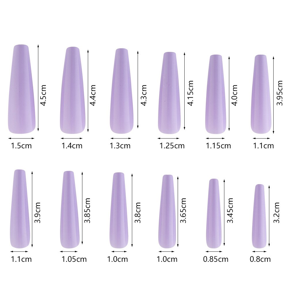 24pcs Super Long French False Nails Full Cover Coffin Ballerina Nail Tips Removable Gradient Pure Color Design Press on Nails