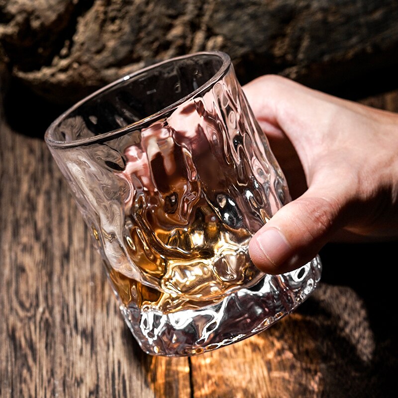 Japanese EDO First Snow Old Fashioned Glass Whiskey Cup Wood Box Whisky Thick Crystal Hammer Heavy Wine Tumbler Beer Mug